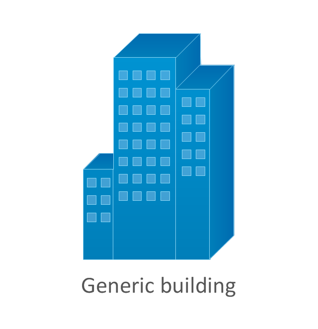 Blue Three-Tower Office Building Icon