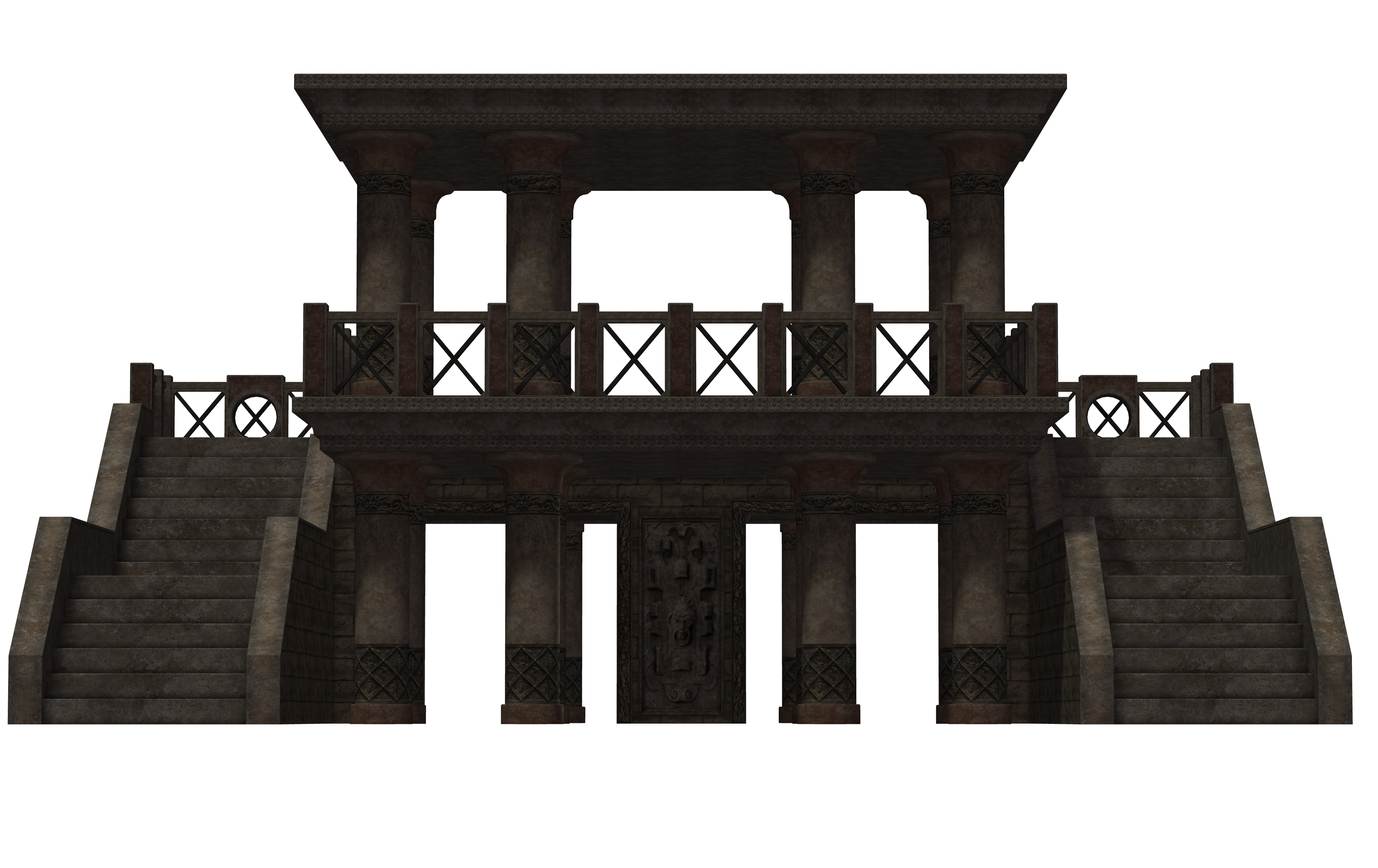 Building Dragon Port black stairs and balcony illustration transparent background PNG free download