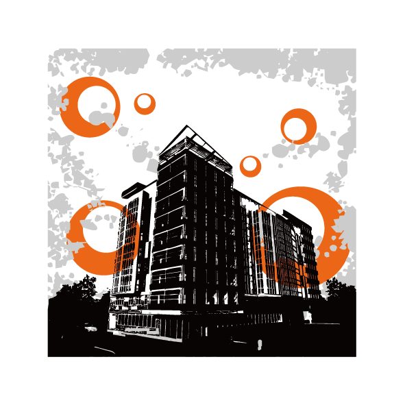 building facade graphic design illustration vector construction and rings