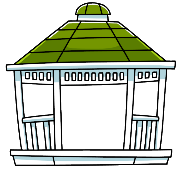 Green-Roofed Gazebo with White Frame