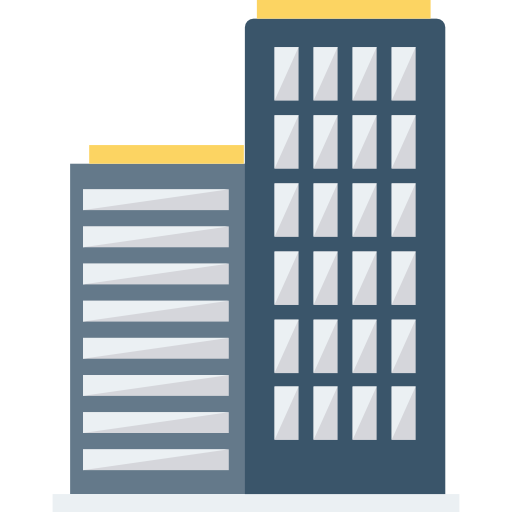 Flat Office Towers with Yellow Rooftops