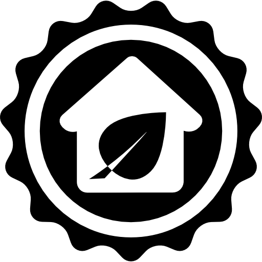 Eco House Icon with Leaf Badge