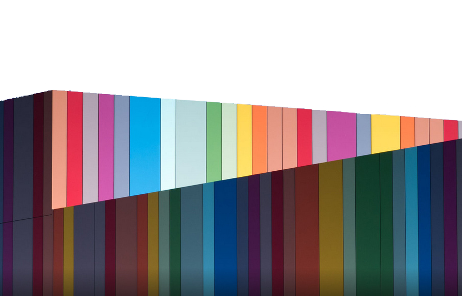 Multicolored Building Facade with Vertical Panels