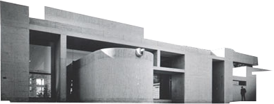 Stacked Concrete Building Facade with Curved Wall