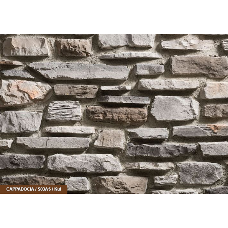 Grey Stacked Stone Veneer with Rust Accents