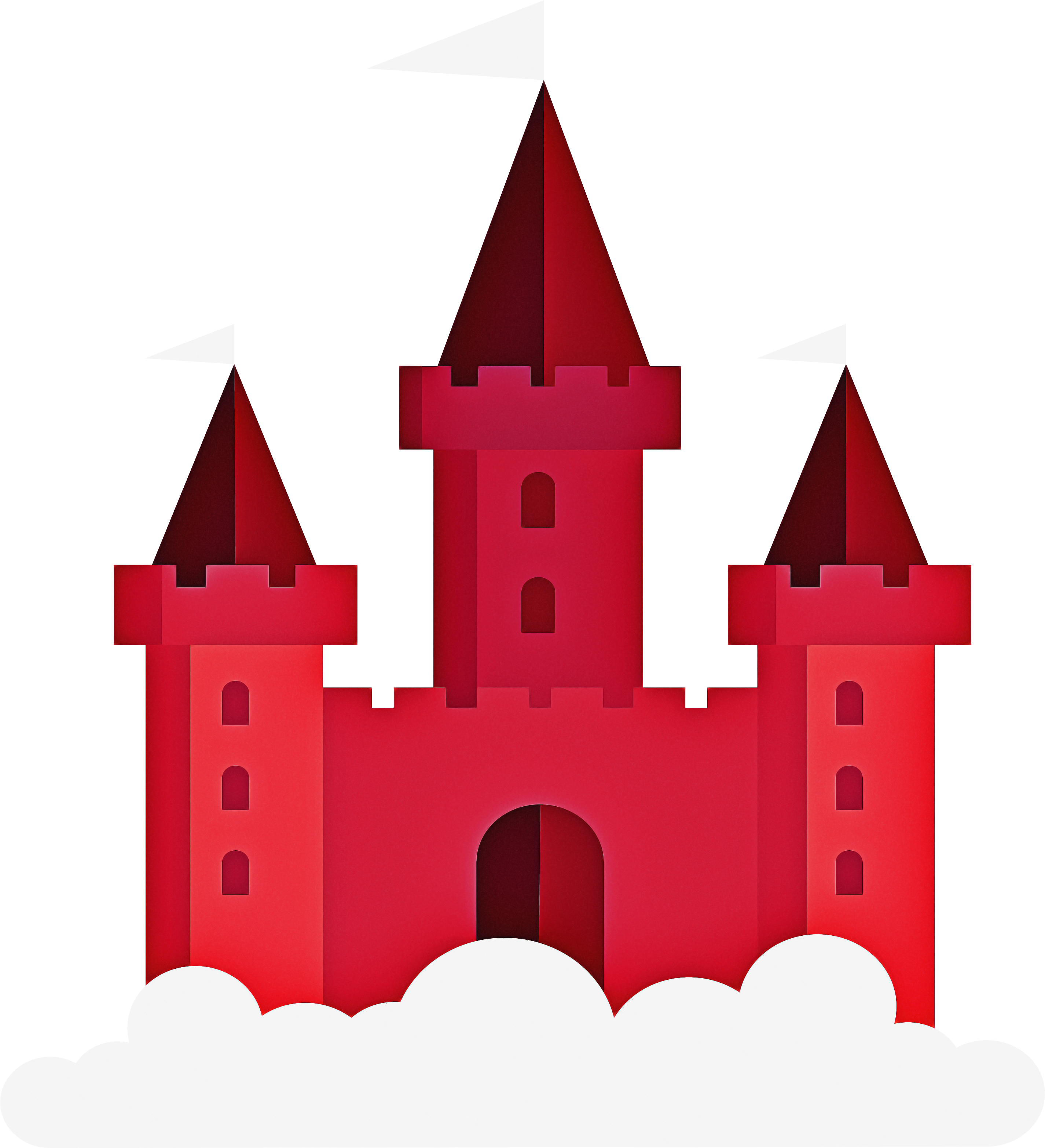 Cartoon Castle Fairy Tale Facade Red Pink Building House Logo transparent background PNG free download