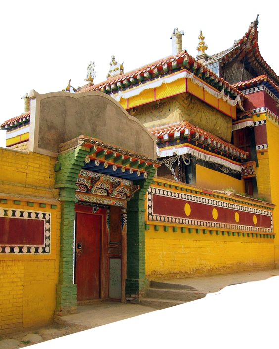 China s yellow and red concrete pagoda building transparent background PNG free download
