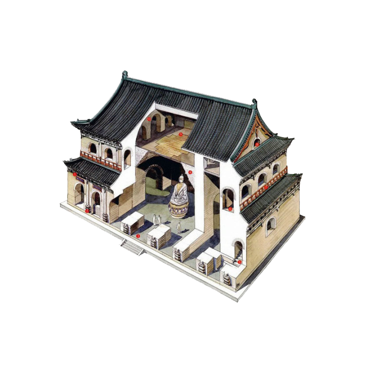Chinese Architecture white and gray building illustration transparent background PNG free download