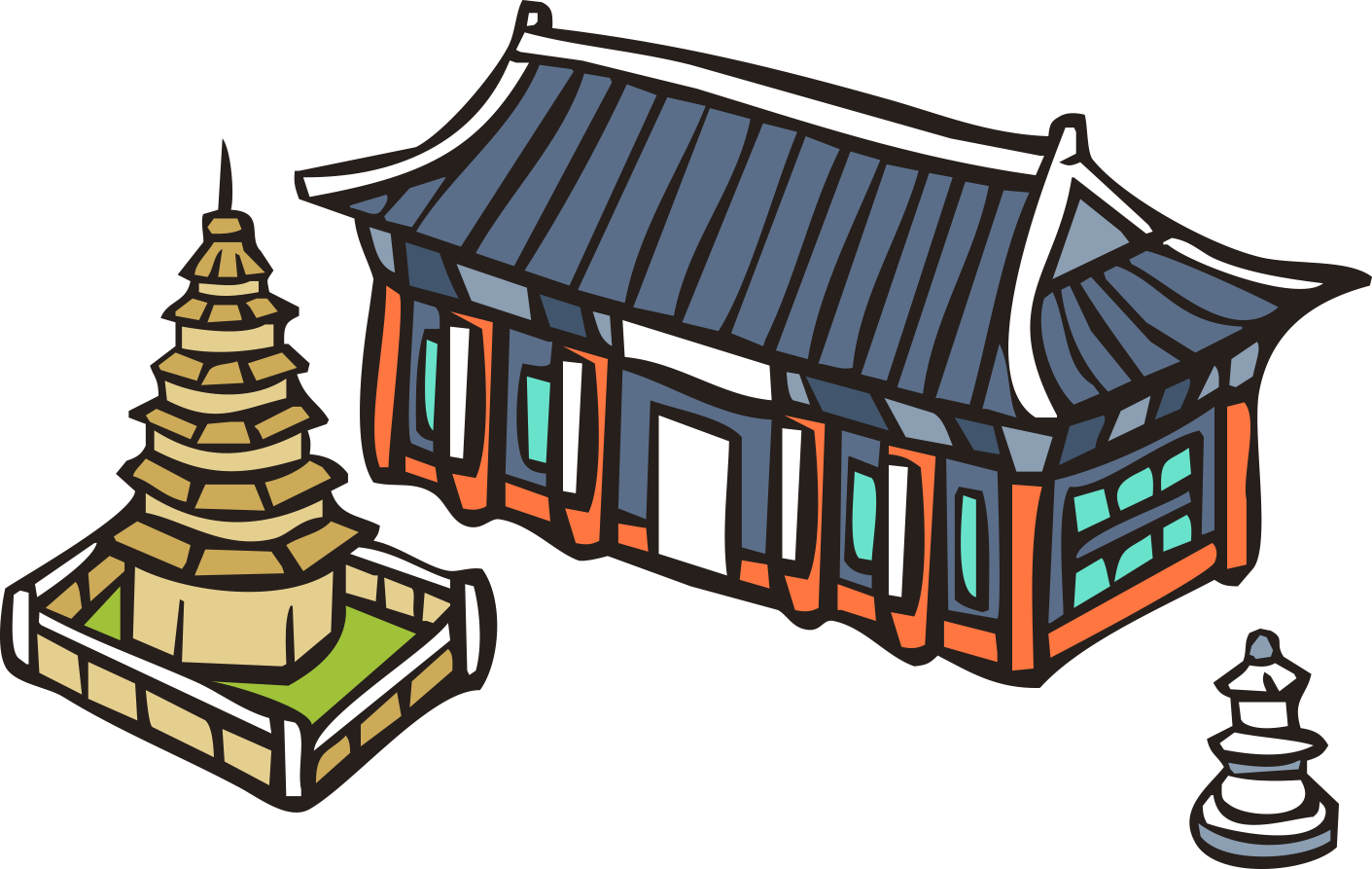 Chinese Temple Chinese Pavilion Architecture Pagoda Cartoon Building Buddhist Temple transparent background PNG free download