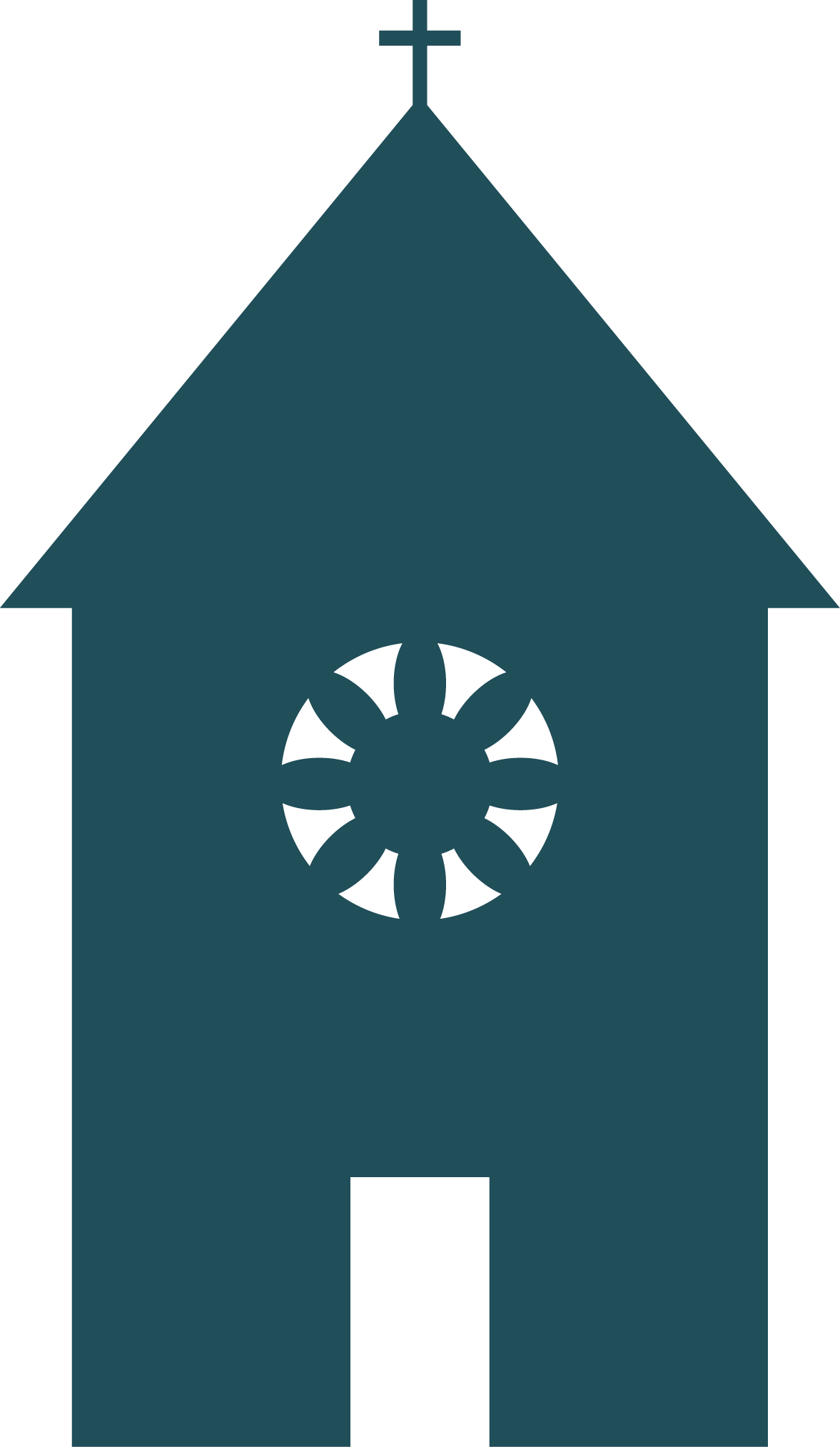 Dark Teal Church Silhouette with Cross
