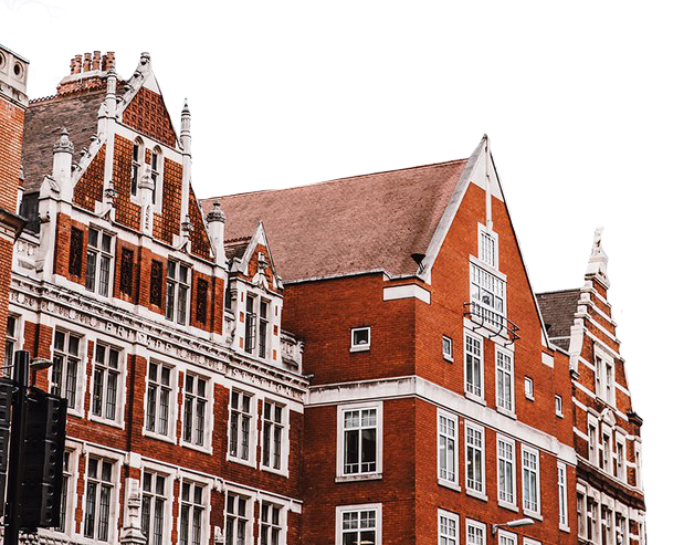 Red Brick Victorian Building with Gables