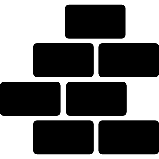 Black Brick Wall Icon, Staggered Pattern