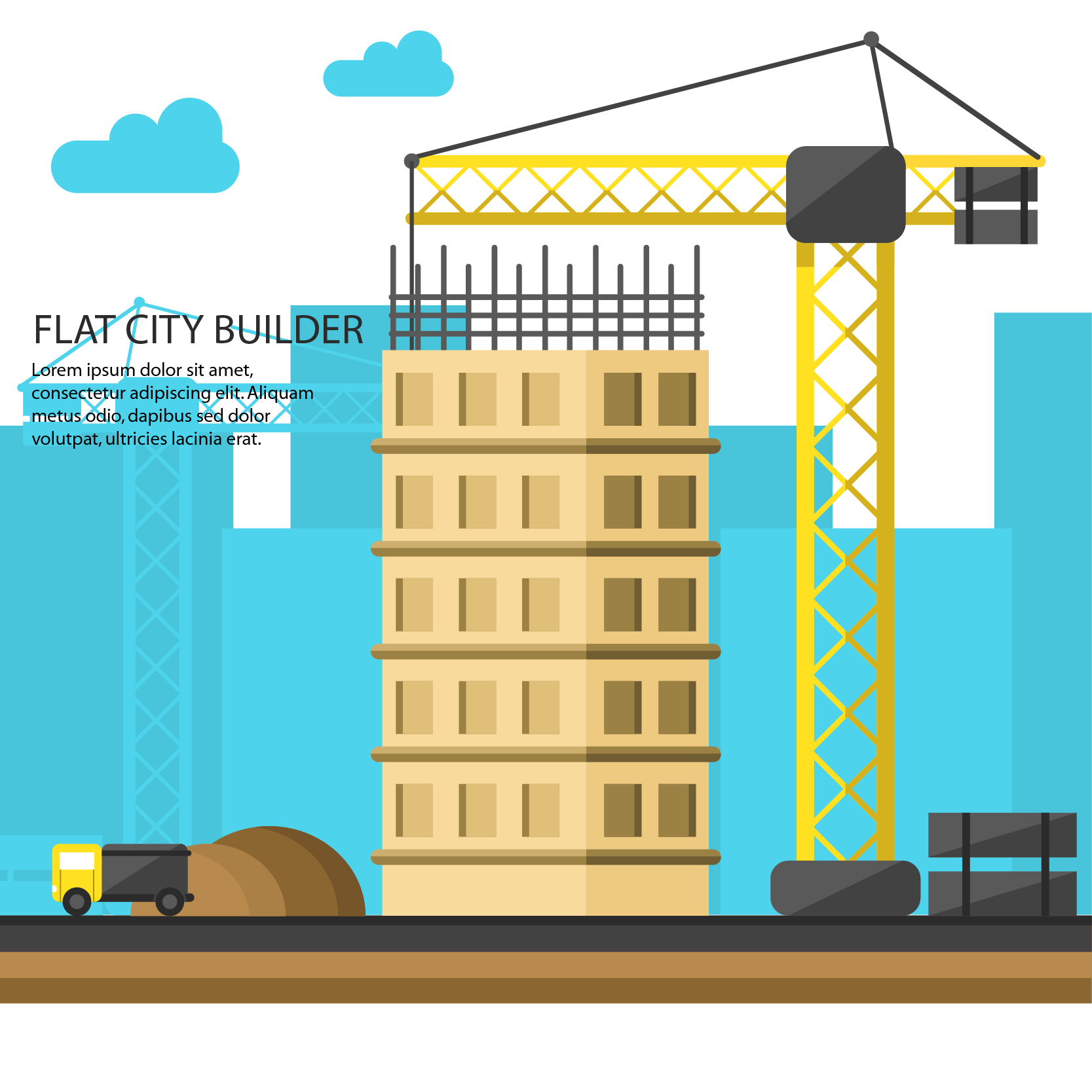 drawing architectural engineering building construction crane construction site for free download.png