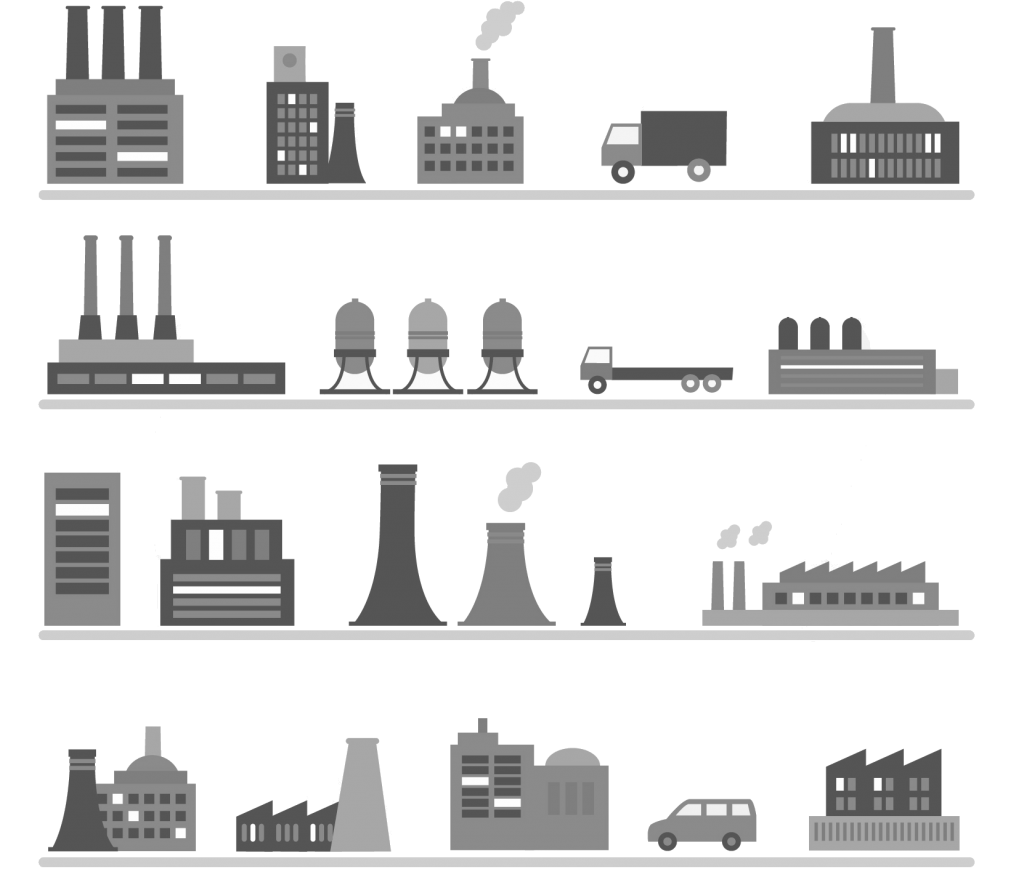 factory building industry infographic building