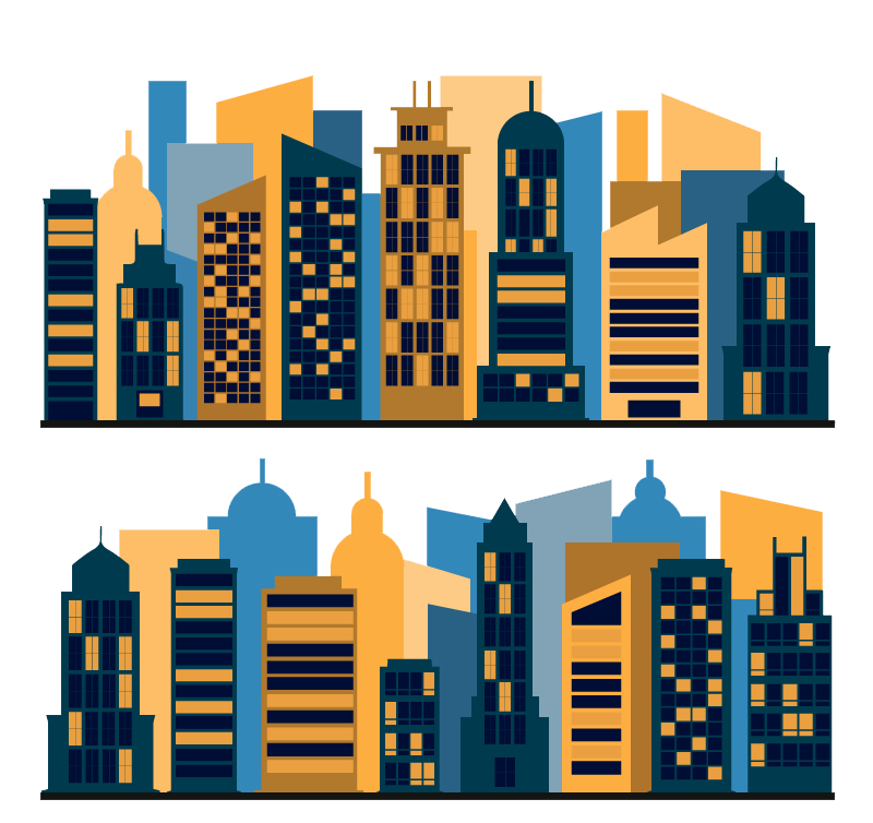flat design architecture urban buildings