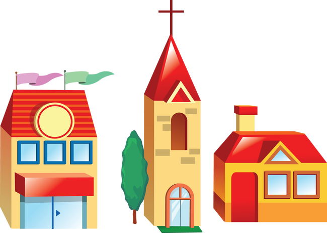 flat design download vector church building bungalow