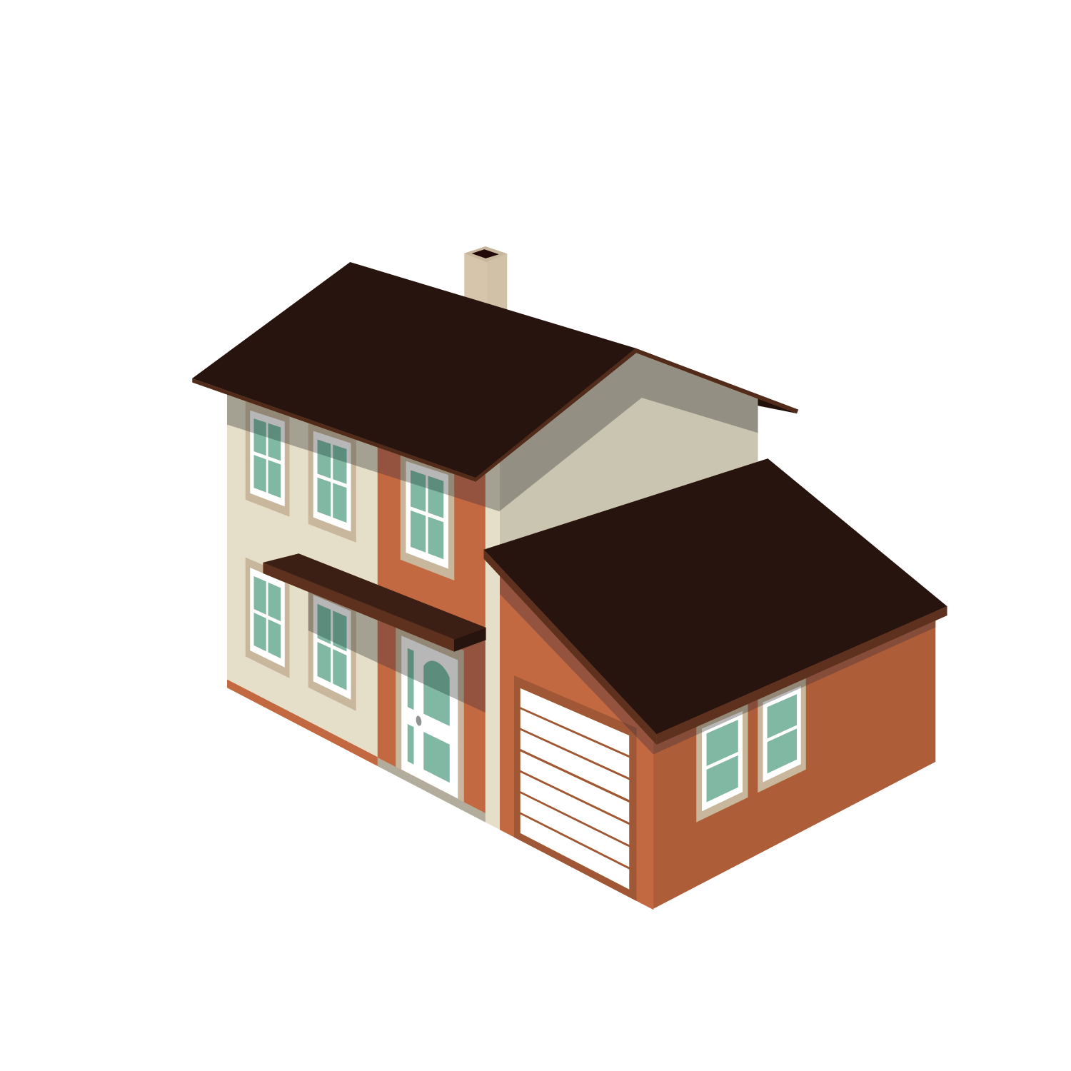 house feng shui building villa vector material villa red brick
