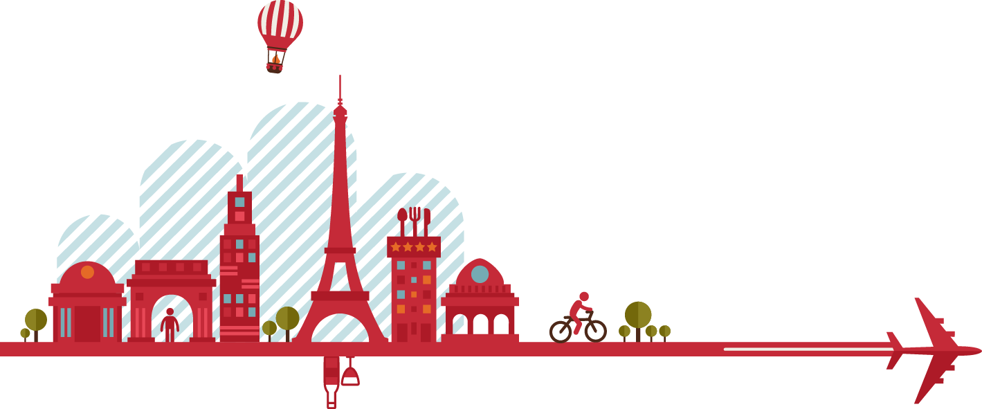 infographic cartoon city building silhouettes