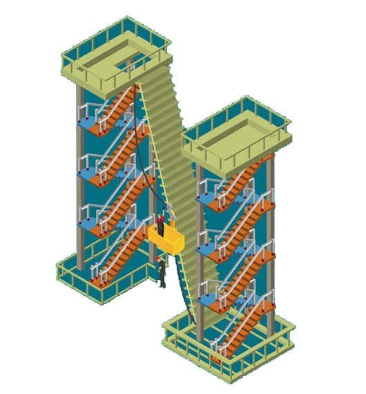 letter n alphabet typography illustration blue staircase building letter n