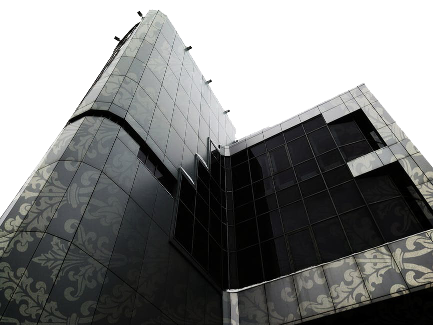 Low angle of black floral high rise building transparent background PNG free download