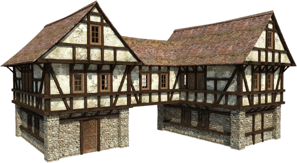 middle ages manor house building thatching house