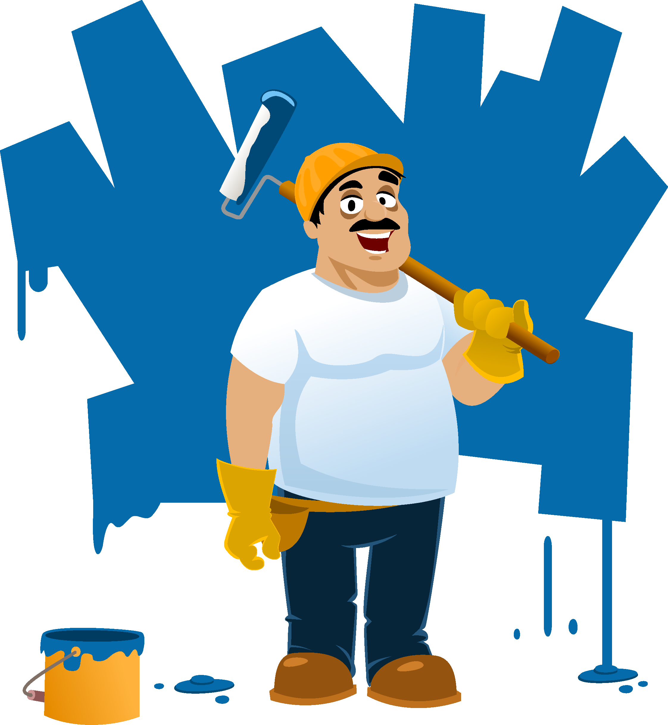 Painting House Interior Design Services Renovation Building Yellow Male Standing transparent background PNG free download