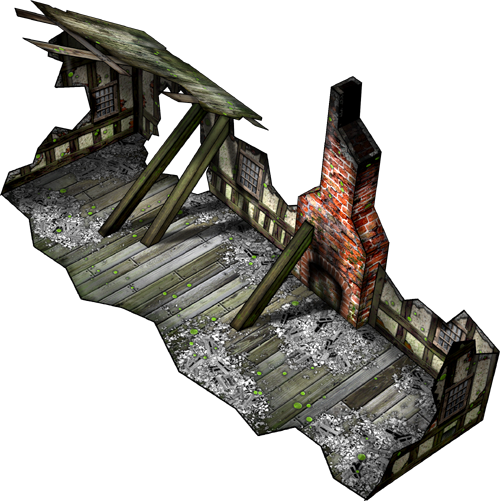 paper model wall building ruins ruined