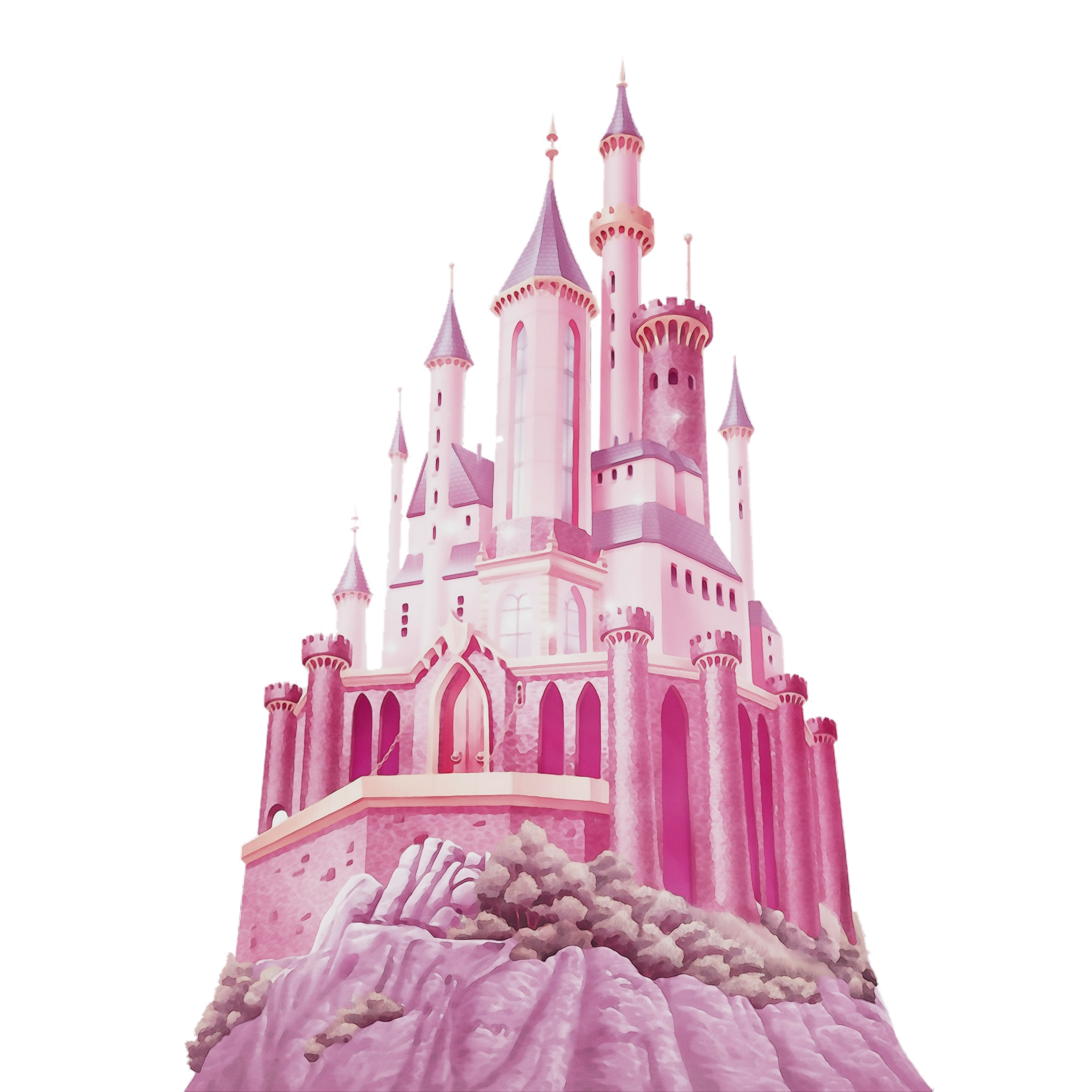 Pink landmark castle spire architecture Watercolor Paint Wet Ink Magenta Steeple Building Recreation transparent background PNG free download