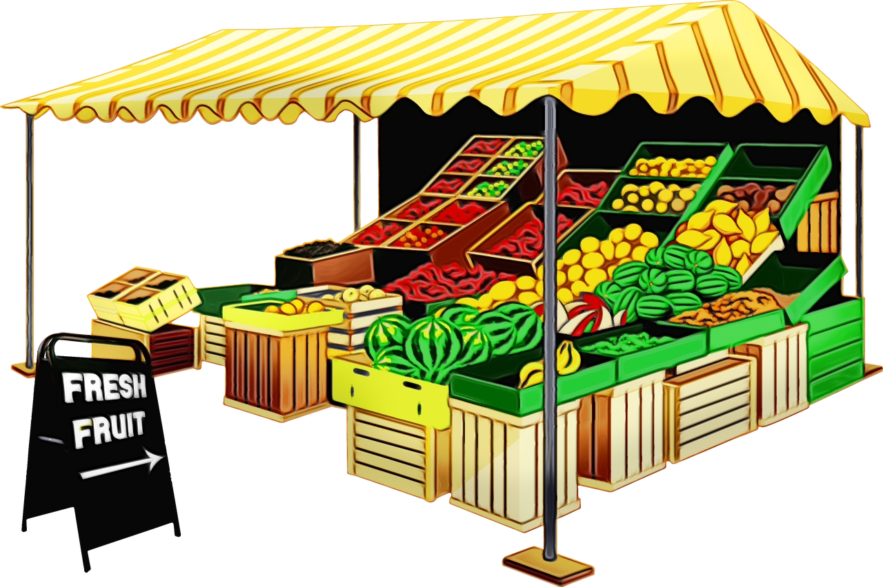 Tent stall canopy awning vegetarian food, Watercolor, Paint, Wet Ink, Building t