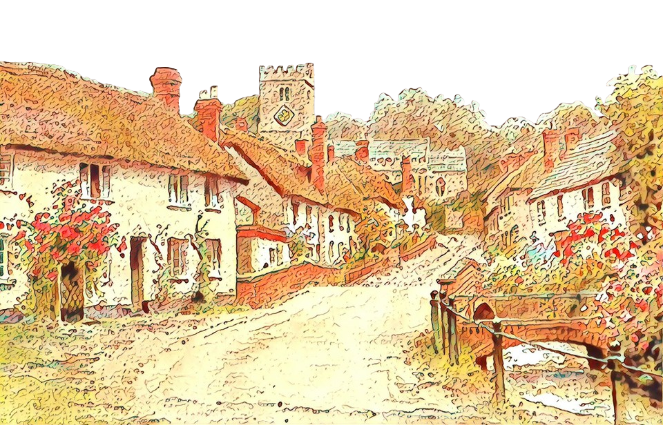 Town watercolor paint village building rural area Almshouse Residential Area Painting Medieval Architecture transparent background PNG free download