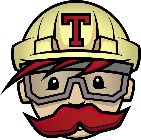Cartoon Miner Mascot with Yellow Hard Hat