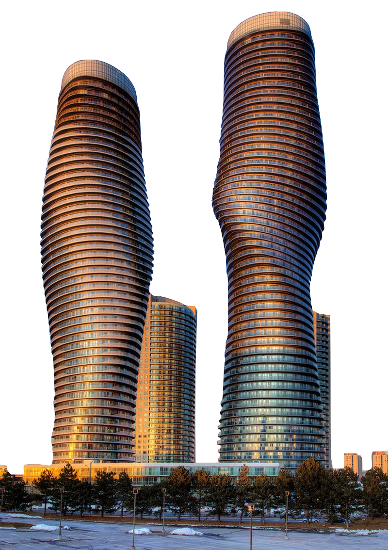 two brown spiral buildings transparent background PNG free download
