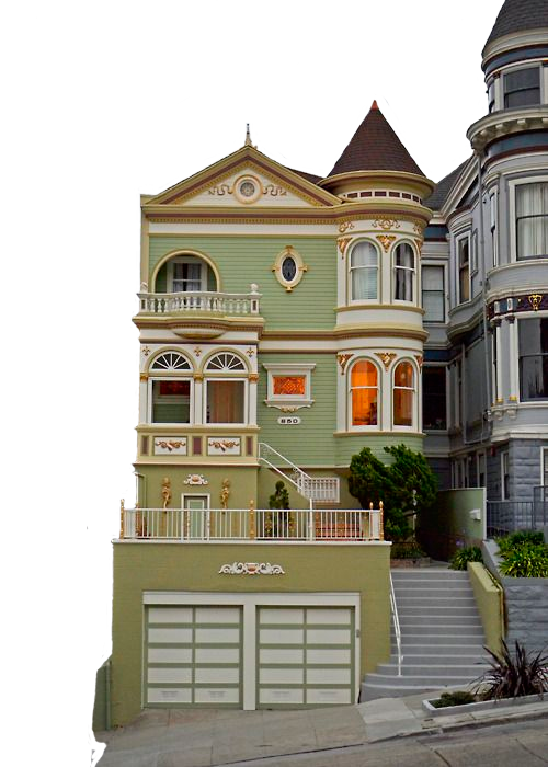 Victorian Building s green and white concrete house transparent background PNG free download