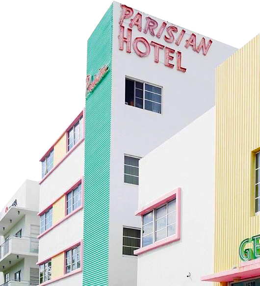 white and green Parisian Hotel building transparent background PNG free download.png