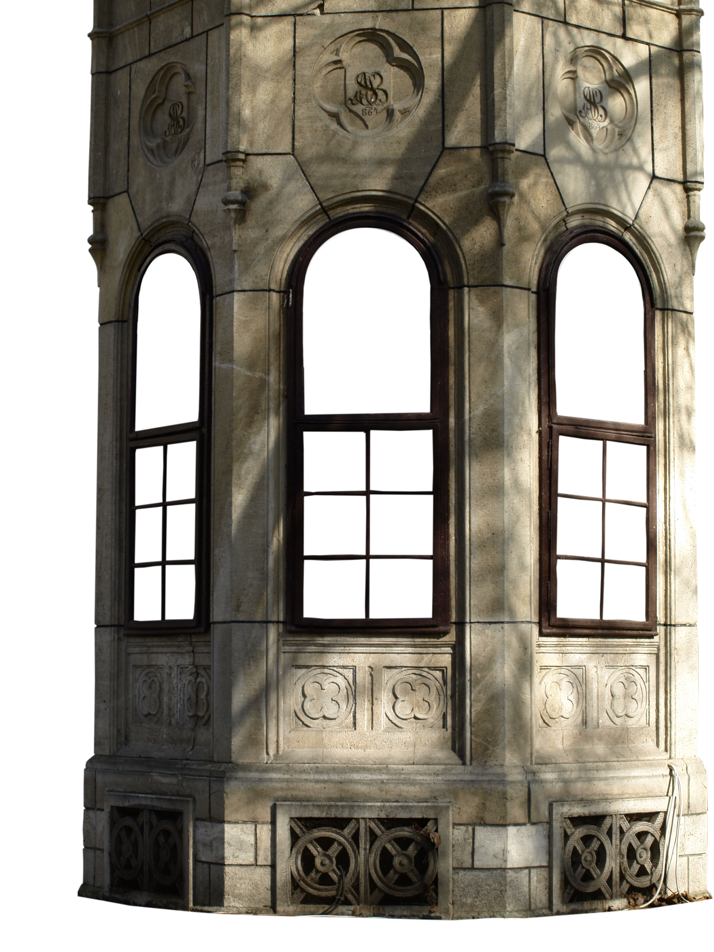 Architecture element brown concrete building transparent bac