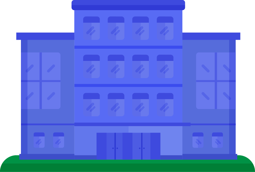 architecture model building painted blue pattern