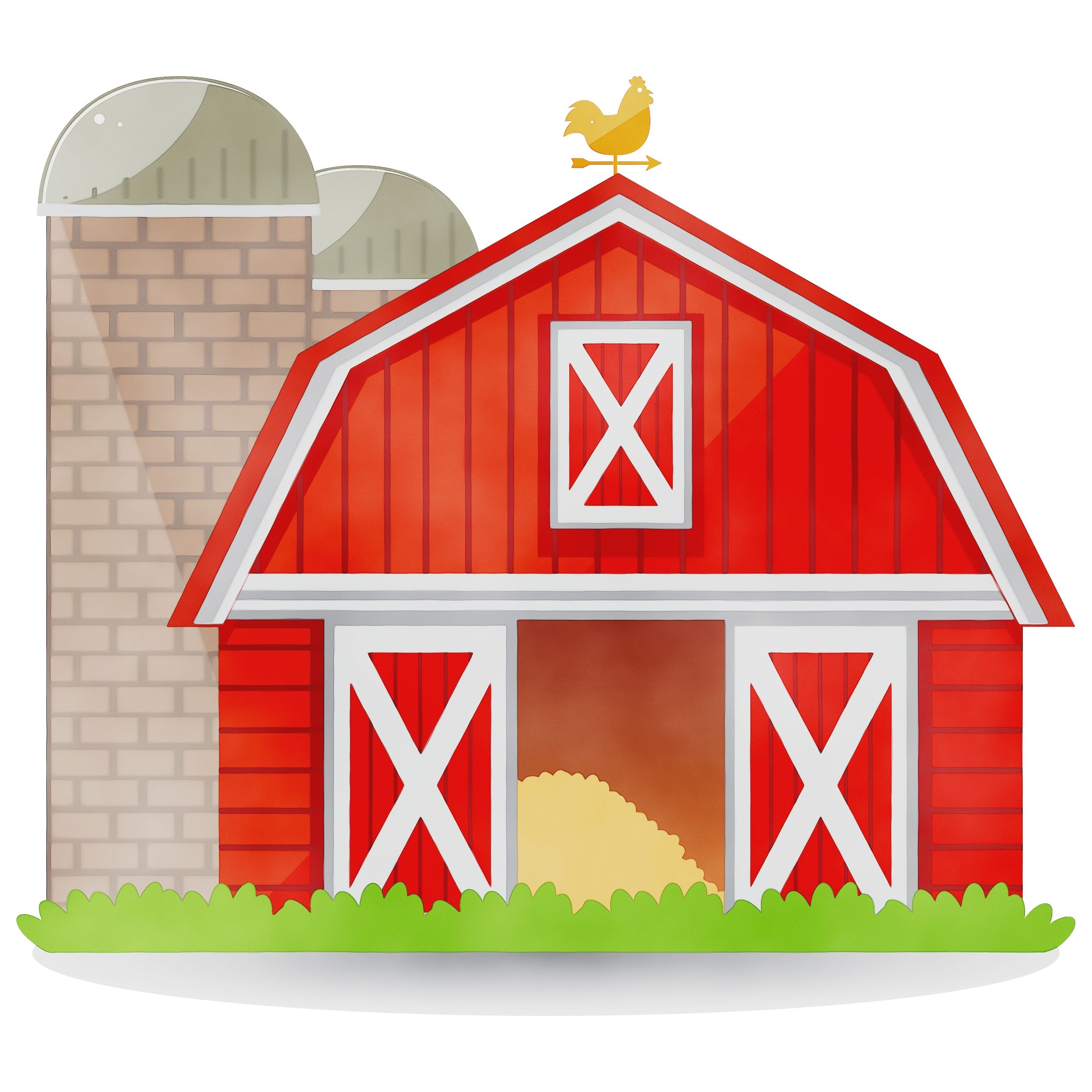 Barn house roof building home Watercolor Paint Wet Ink Playhouse Shed transparent bac
