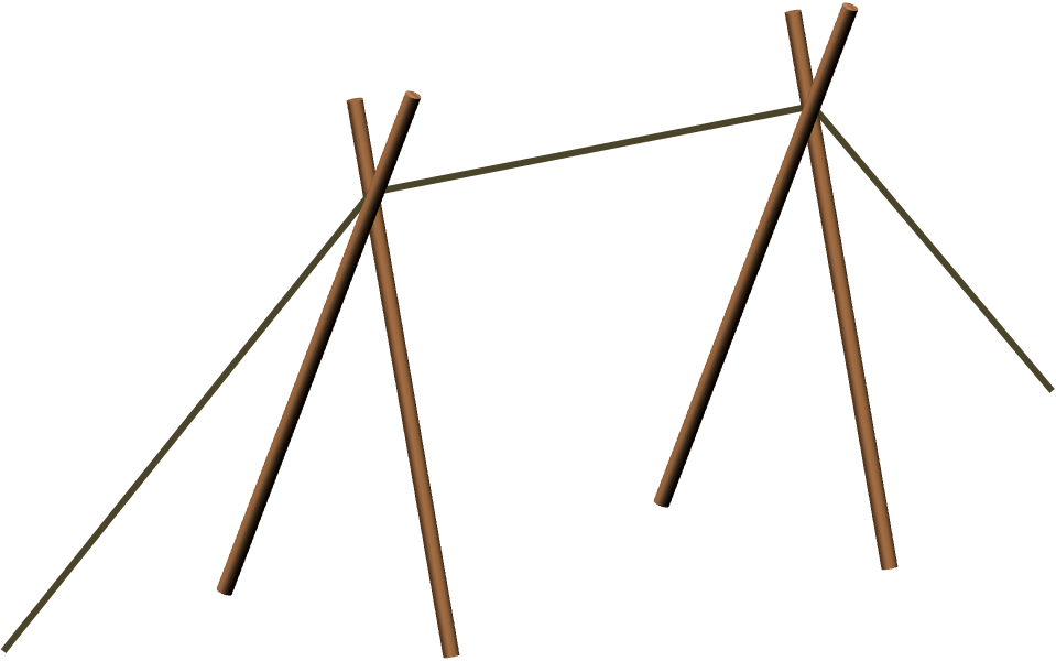 basha tarp tent shelter building vertical frame wood