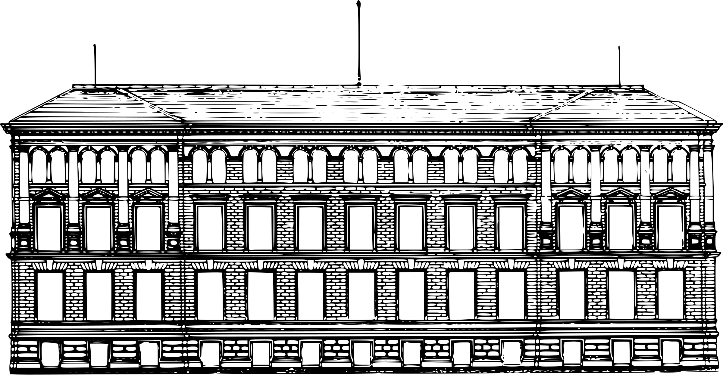 black and white facade architecture drawing building