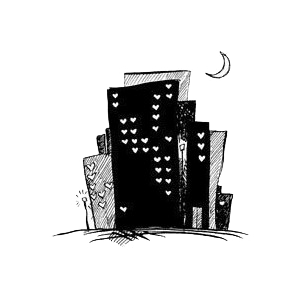 Black and white II building illustration transparent bac