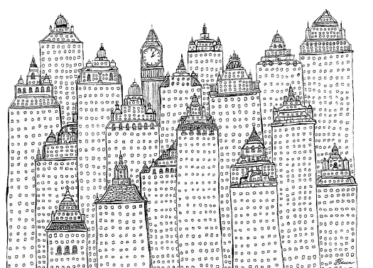 BLACK AND WHITE S building sketch illustraion transparent bac