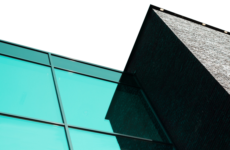Black concrete building close up transparent bac