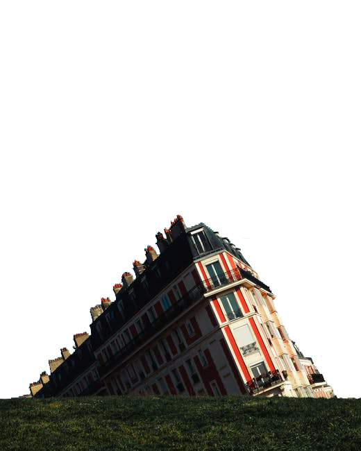 Black white and red concrete multi storey building transparent bac