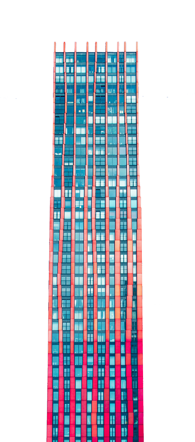 Blue and white high building close up transparent bac