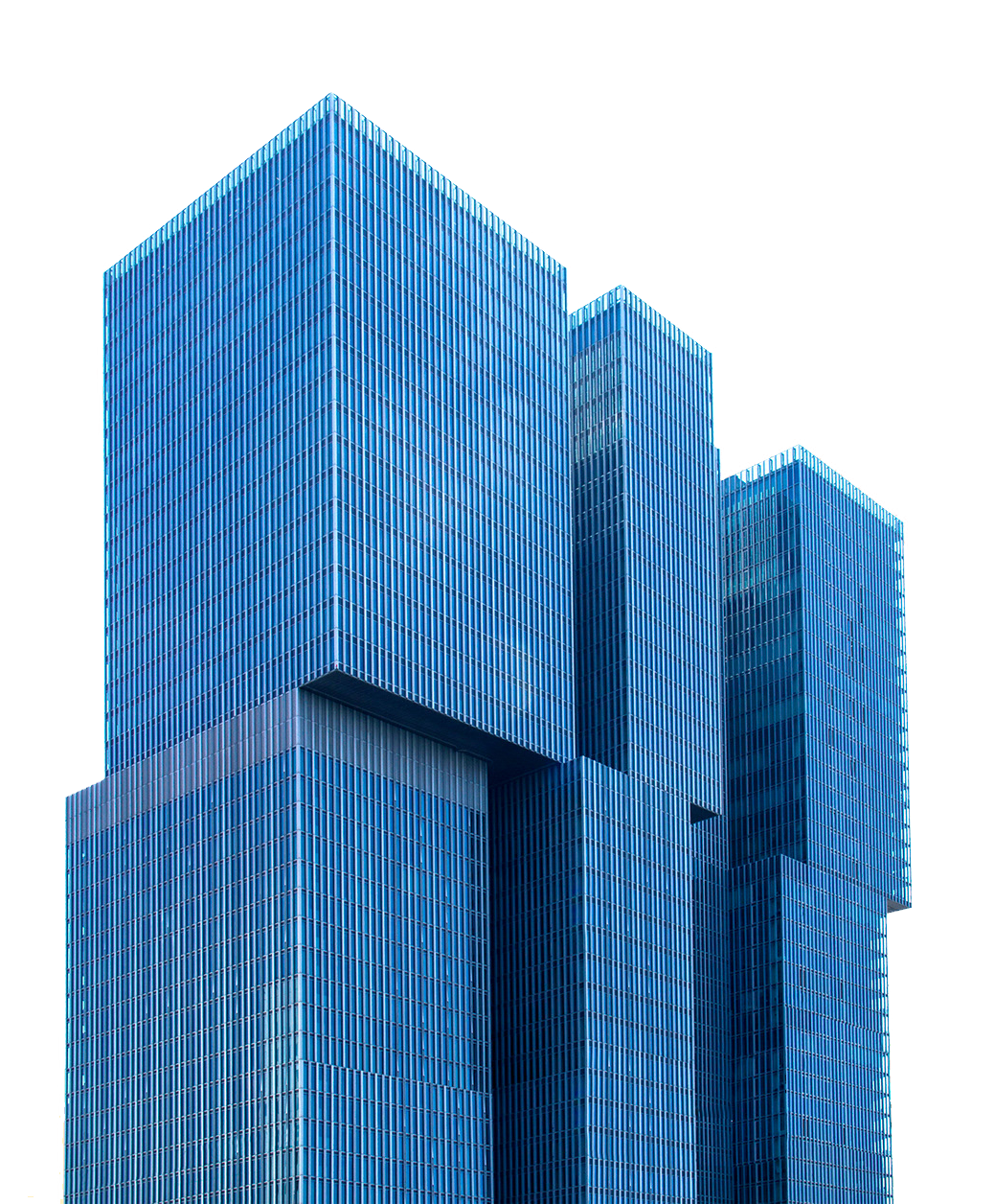 Blue high building close up transparent bac