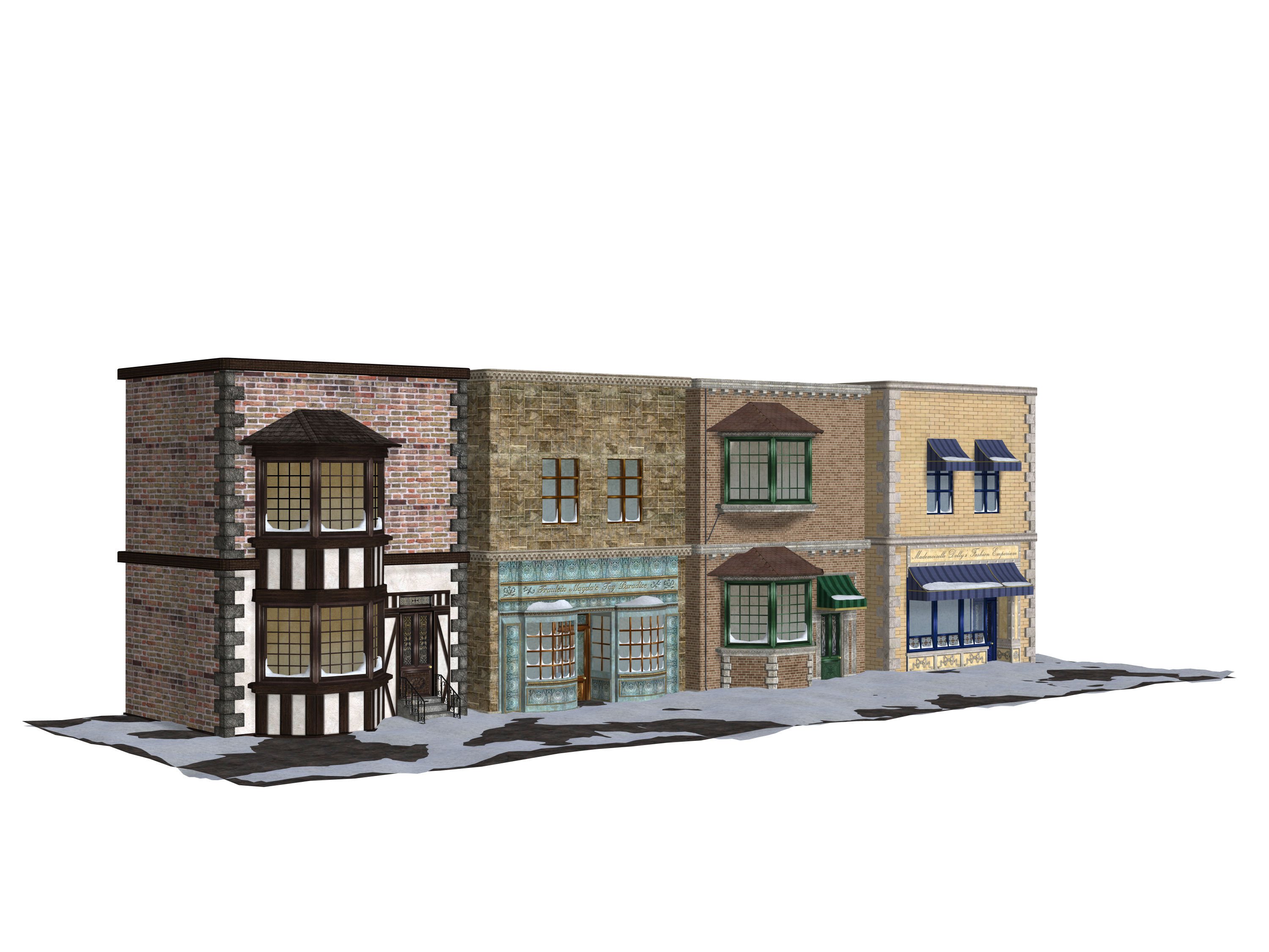 Brown and gray buildings transparent bac