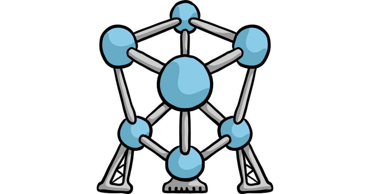 Building Atomium Monument Tourist Attraction Architecture Drawing Blue Line transparent bac