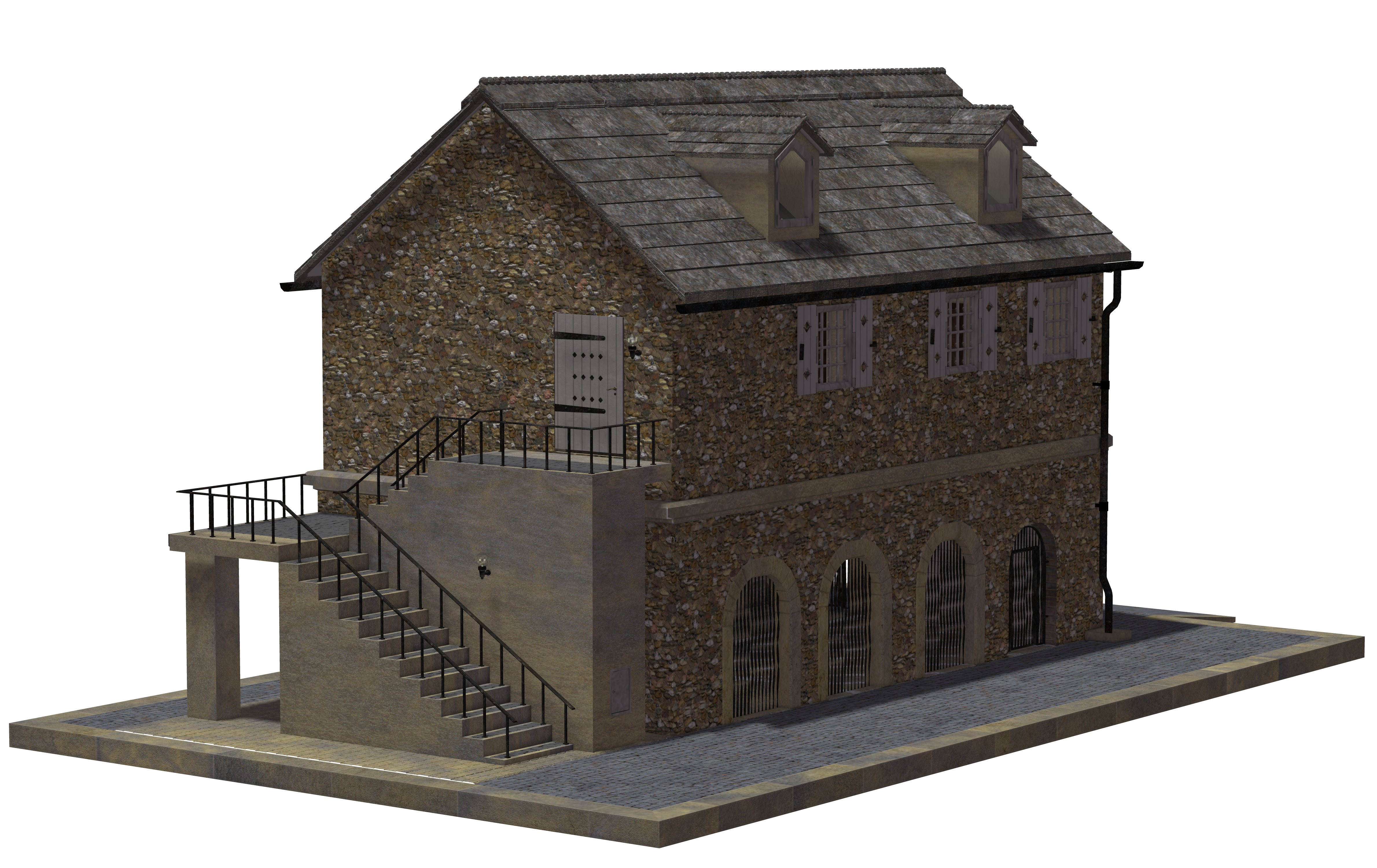 Building Coach House  brown brick  storey house transparent bac