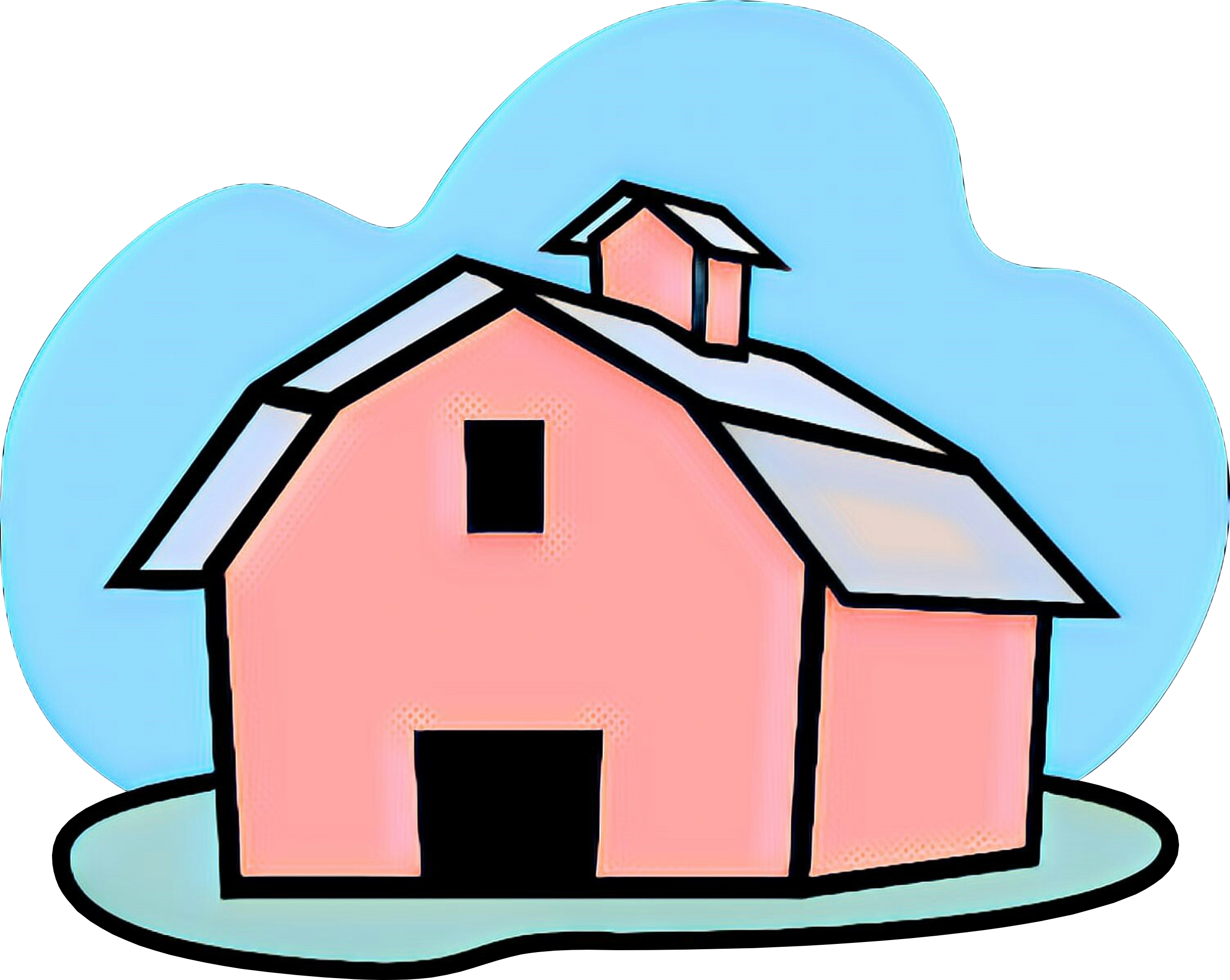 Building Farm Farmhouse Black And White Farm Barn Agriculturist Agriculture Silhouette Pink transparent bac