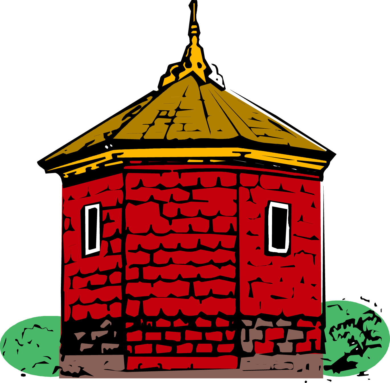 building house illustration hexagon house